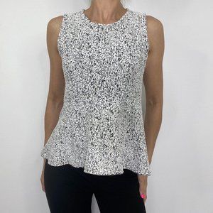 Theory Colisha Black White Texture Knit Peplum Top